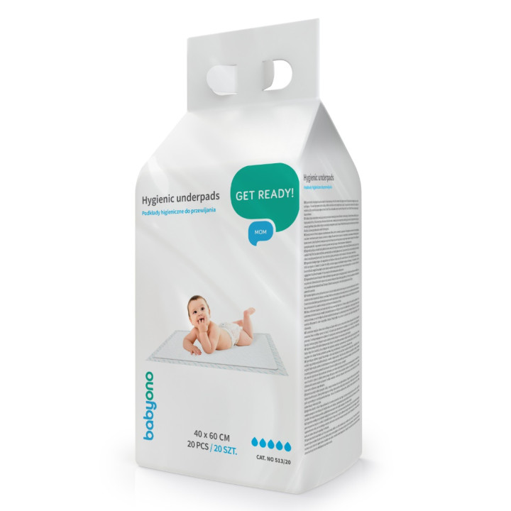 Пеленки одноразовые 40х60 см 20 шт гигиенические, непромокаемые ТМ Babyone (Польша)