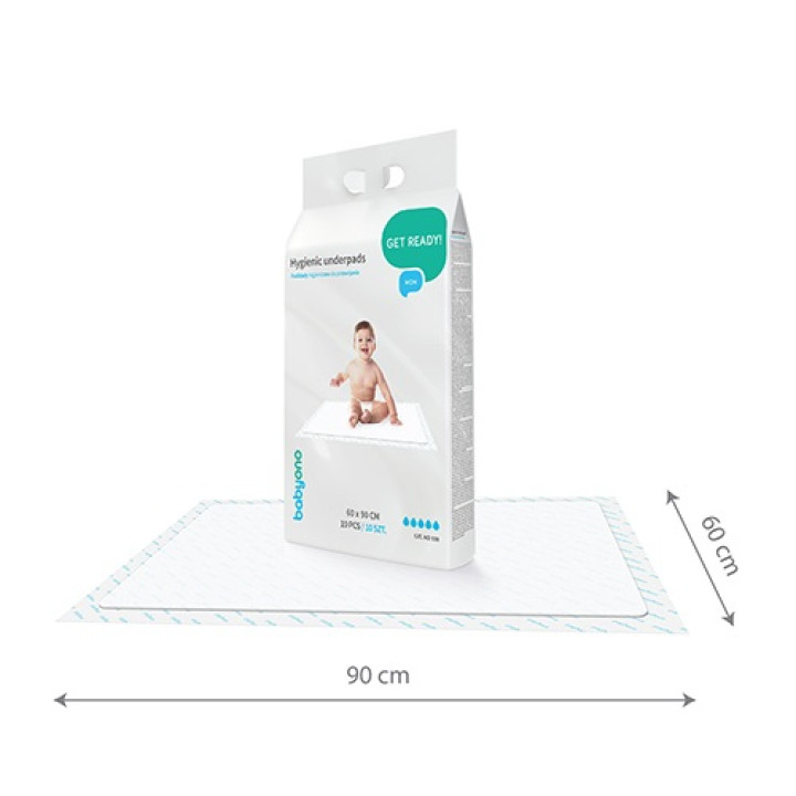 Пелюшки одноразові 60*90 см 10 шт гігієнічні, непромокаючі ТМ Babyone (Польща)