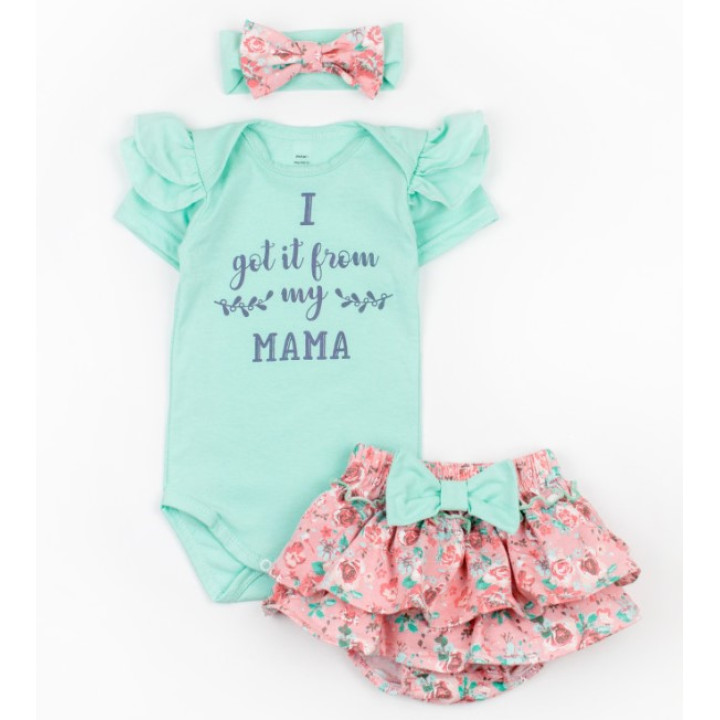 Літній комплект дитячого одягу MAMA на дівчинку 3-6-9-12-18 місяців