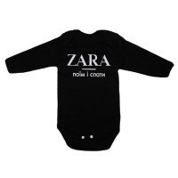 Дитяче чорне боді з написом ZARA Поїм и спати Інтерлок 74