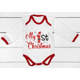 Бодік зі святковою тематикою My First Christmas білого кольору