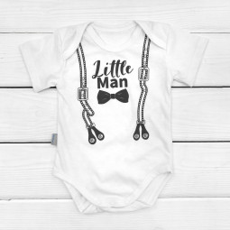 Белые летние боди с коротким рукавом для мальчика Little Man