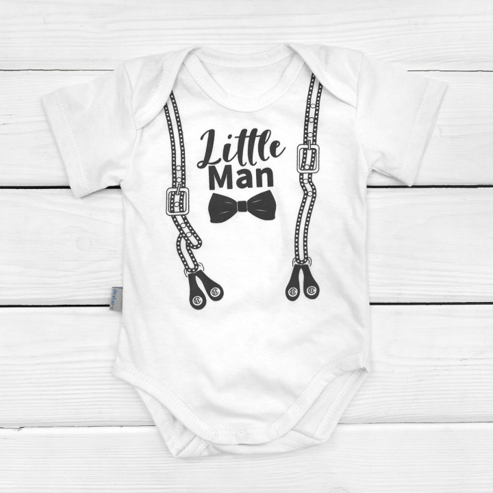 Белые летние боди с коротким рукавом для мальчика Little Man