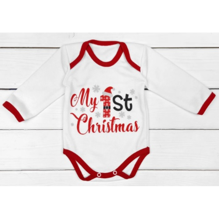 Бодік зі святковою тематикою My First Christmas білого кольору