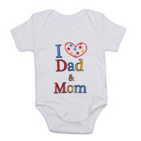 Боди футболка I love Dad ₴ Mom Молочный Интерлок для малышей