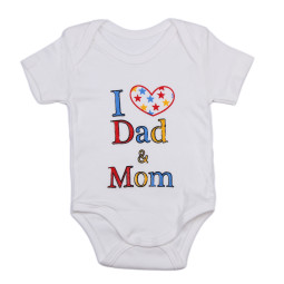 Боди футболка I love Dad ₴ Mom Молочный Интерлок для малышей