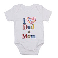 Боди футболка I love Dad ₴ Mom Молочный Интерлок для малышей
