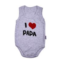 Серый боди майка с надписью "I love Papa" на ребенка 1 год