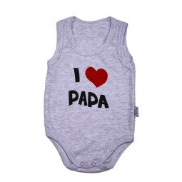 Серый боди майка с надписью "I love Papa" на ребенка 1 год