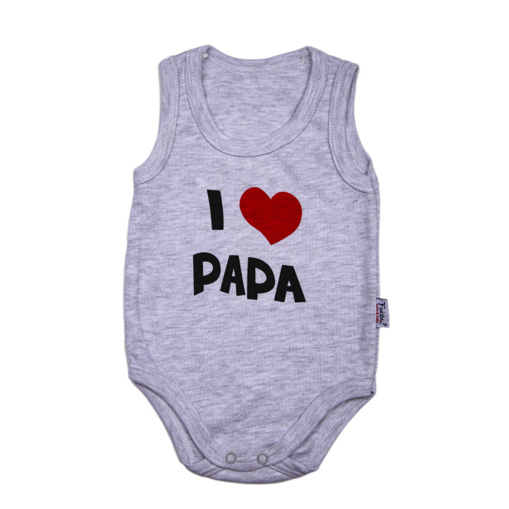 Серый боди майка с надписью "I love Papa" на ребенка 1 год