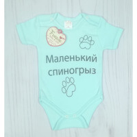 Бирюзовый боди футболка 80 размера "Маленький спиногрыз" для малышей