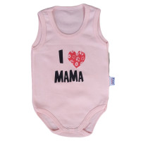 Детское боди майка Розовый "I love MAMA" для девочек