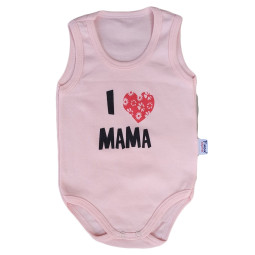 Детское боди майка Розовый "I love MAMA" для девочек