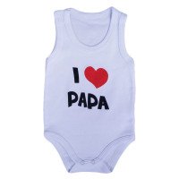 Летний боди майка Интерлок Белый "I Love Papa"