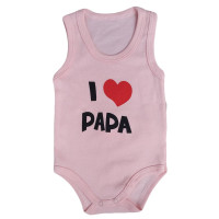 Летние боди майки для девочек Интерлок Розовые "I Love Papa"