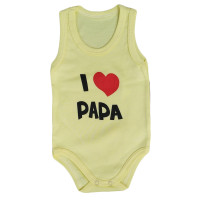 Летние боди майки Интерлок Желтые "I Love Papa"