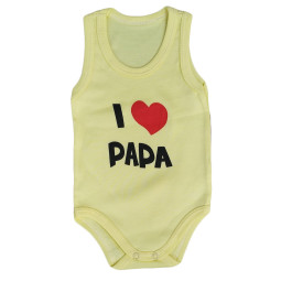 Летние боди майки Интерлок Желтые "I Love Papa"
