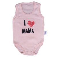 Детское боди майка Розовый "I love MAMA" для девочек