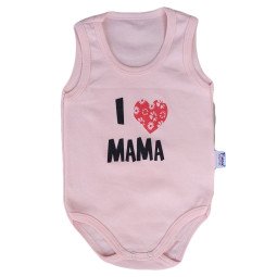 Детское боди майка Розовый "I love MAMA" для девочек
