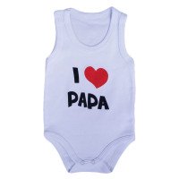 Летний боди майка Интерлок Белый "I Love Papa"