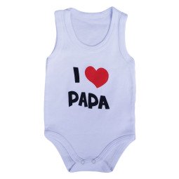 Летний боди майка Интерлок Белый "I Love Papa"