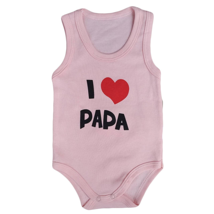 Літні боді майки для дівчаток Інтерлок Рожеві "I Love Papa"