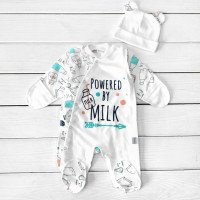 Человечек с шапочкой Milk Интерлок 56 62 размер для новорожденных