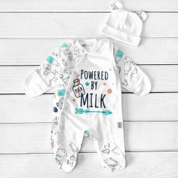 Человечек с шапочкой Milk Интерлок 56 62 размер для новорожденных
