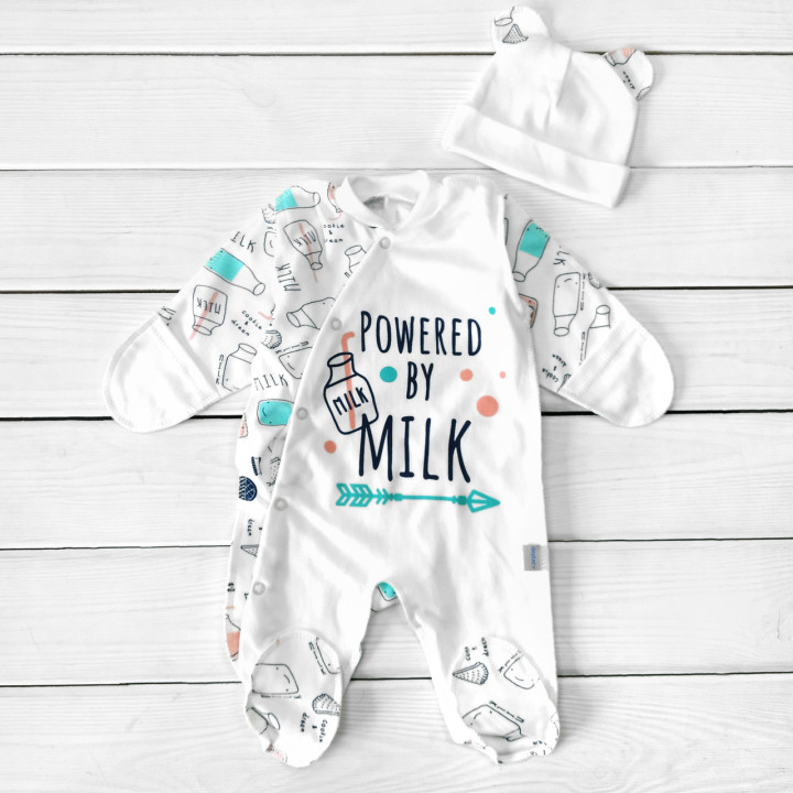 Чоловічок з шапочкою Milk Інтерлок для новонароджених