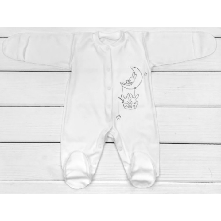 Чоловічок білого кольору із зовнішніми швами інтерлок Зайчик і місяць