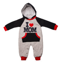 Комбинезон I love MOM Серо-синий 68 размеры Трехнитка для мальчиков 6 месяцев