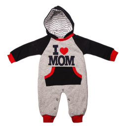 Комбинезон I love MOM Серо-синий 68 размеры Трехнитка для мальчиков 6 месяцев
