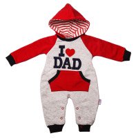 Комбинезон I love DAD Красно-серый 62  размер Трехнитка для малышей 3 месяца