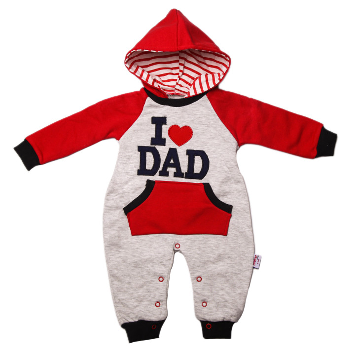 Комбинезон I love DAD Красно-серый 62 размер Трехнитка для малышей 3 месяца