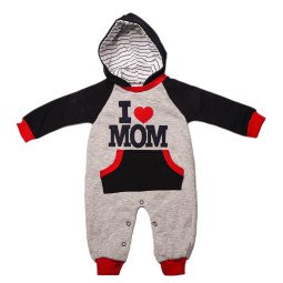 Комбинезон I love MOM Серо-синий 68 размеры Трехнитка для мальчиков 6 месяцев