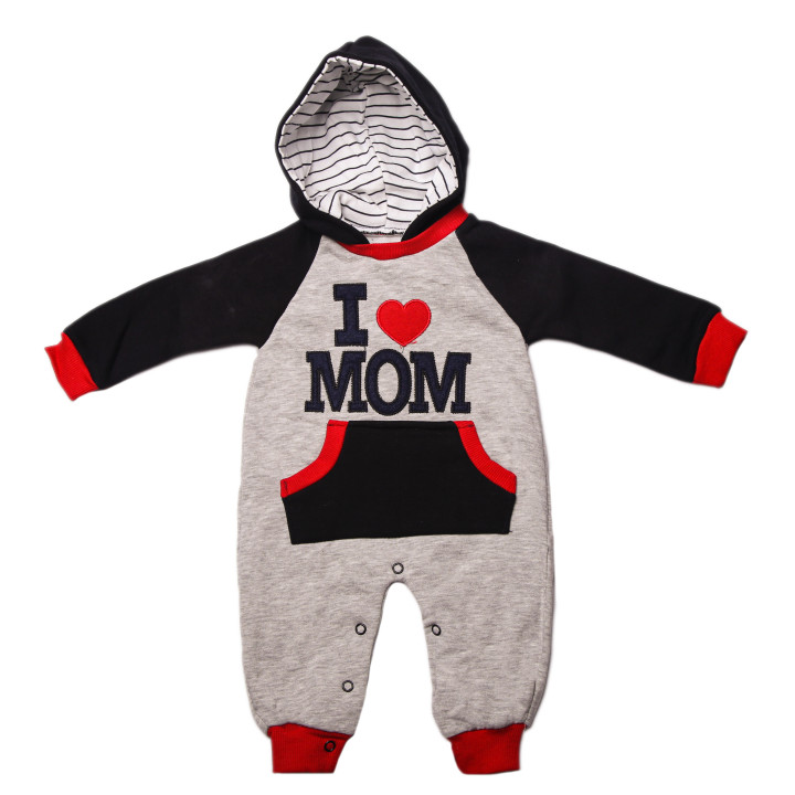 Комбінезон I love MOM Сіро-синій  68 розміри Трехнітка для хлопчиків  6 місяців