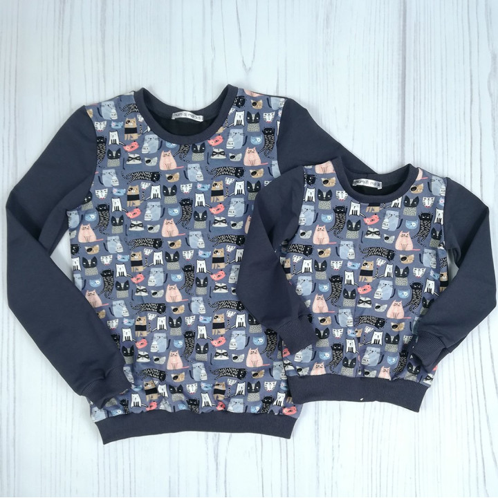 Свитшоты в стиле family look "Котики" Размеры: M и  детские 98