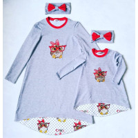 Комплект для мами і доньки "Совушка" в стилі family look. Розмір дорослий - М, дитячий - 104