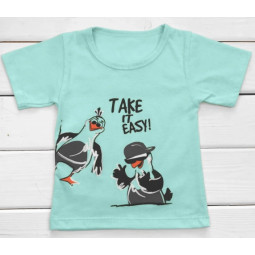 Детская ментоловая футболка Take it easy 128 размеры