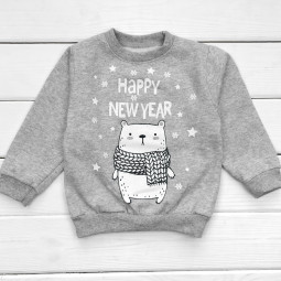 Тепленький (ткань футер) серый джемпер "Happy New Year"