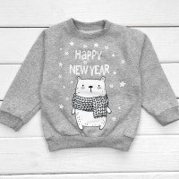 Тепленький (ткань футер) серый джемпер "Happy New Year"