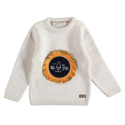 Вязаный (акрил) детский свитер 1-2-3-4 год Mini Royal Молочный 92 98 104 размеры