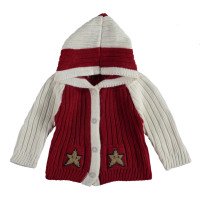 Тепла кофта в'язана (акріл) на дівчаток 1-1,5 року 80 86 розміри молочно-червона