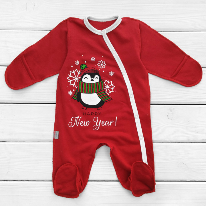 Новогодний теплый человечек "Happy New Year!" Красный для новорожденных