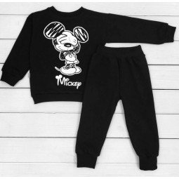 Черный теплый костюм Микки Маус на мальчика 1-2-3-4-5-6-7 лет
