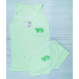 Детский комплект майка и шортики 128 размера салатового цвета "Summer"