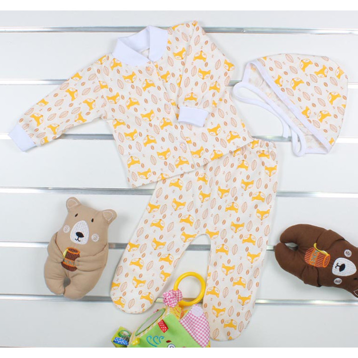 Комплект одягу 56 розміру з тонкої тканини для новонароджених кулір Лисичка