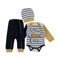 Комплект (шапочка + боді + штани) Leylek Cool Boy 68 74 розмір на хлопчика 3-6 і 6-9 місяців