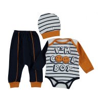 Комплект (шапочка + боді + штани) Leylek Cool Boy 68 розмір на хлопчика 3-6 місяців