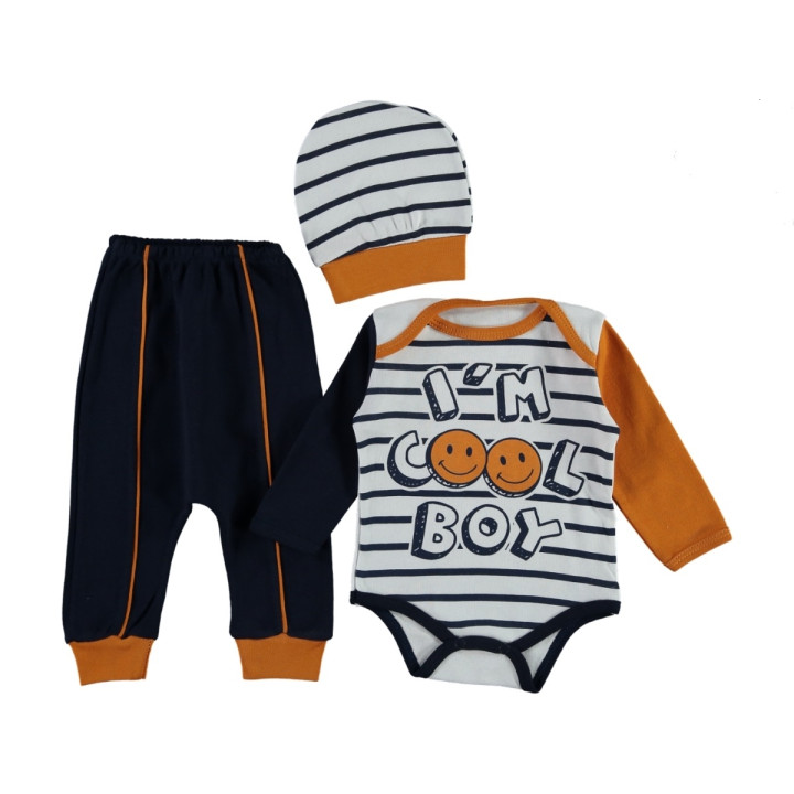 Комплект ( шапочка + боди + штаны) Leylek Cool Boy 68 размер на мальчика 3-6 месяцев